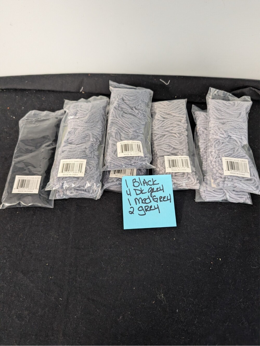 8 Packs Sunrise Latch Hook Rug Yarn Grey Black Pre-Cut Acrylic Bundles Lot